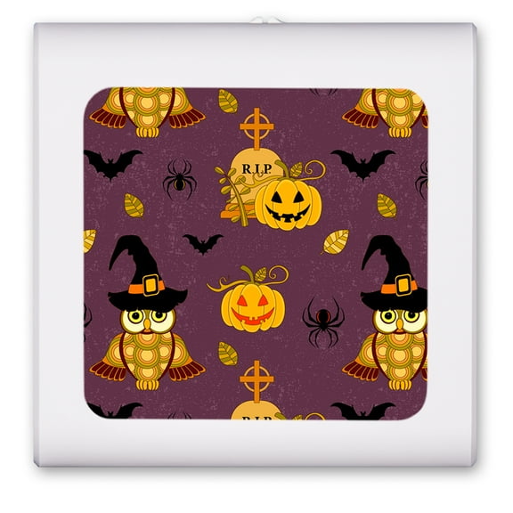 Plug in Dimmable LED Night Light with Dusk to Dawn Auto Sensor, Adjustable Brightness, Warm Light, Auto On/Off Nightlight for Bathroom, Hallway, Nursery, Bedrooms - Halloween Owls