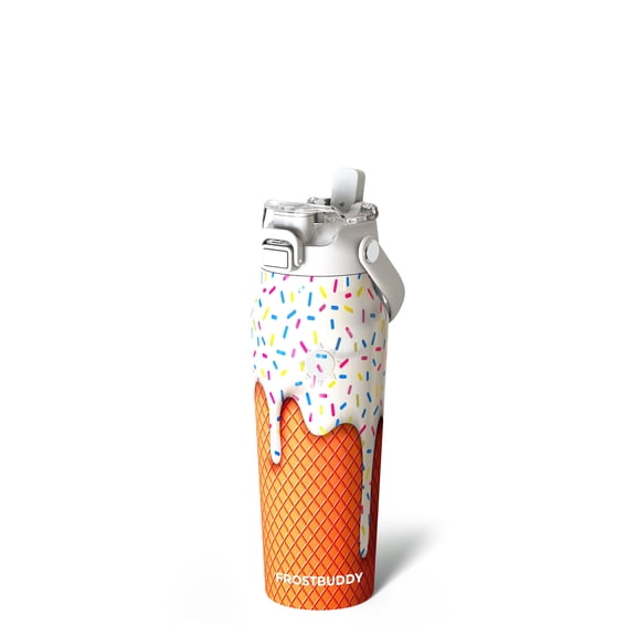 Frost Buddy 16oz Insulated Water Bottle with Straw & Chug Lid | Leak-Proof Stainless Steel | 24-Hours Cold | Sweat-Proof, Cup Holder Friendly | Ideal for Gym, Travel, Sports & Everyday Hydration