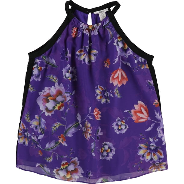 bar III Blusa Halter de Punto Marled para Mujer, Púrpura, XS