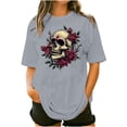 thumbnail image 5 of Inverlee Plus Size Short Sleeve Tunics for Women Fashion Gothic Skull Print Round Neck Tee Tops Summer Casual Loose Fit Shirts, 5 of 5