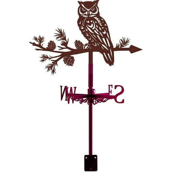 Owl Weather Vane for Roof Mount Vintage Animal Garden Stake Decorative Weathervane Metal Wind Direction Indicator Wind Vane Sign for Farmhouse Yard Outdoor Barn Sheds Patio Copper Red colorful