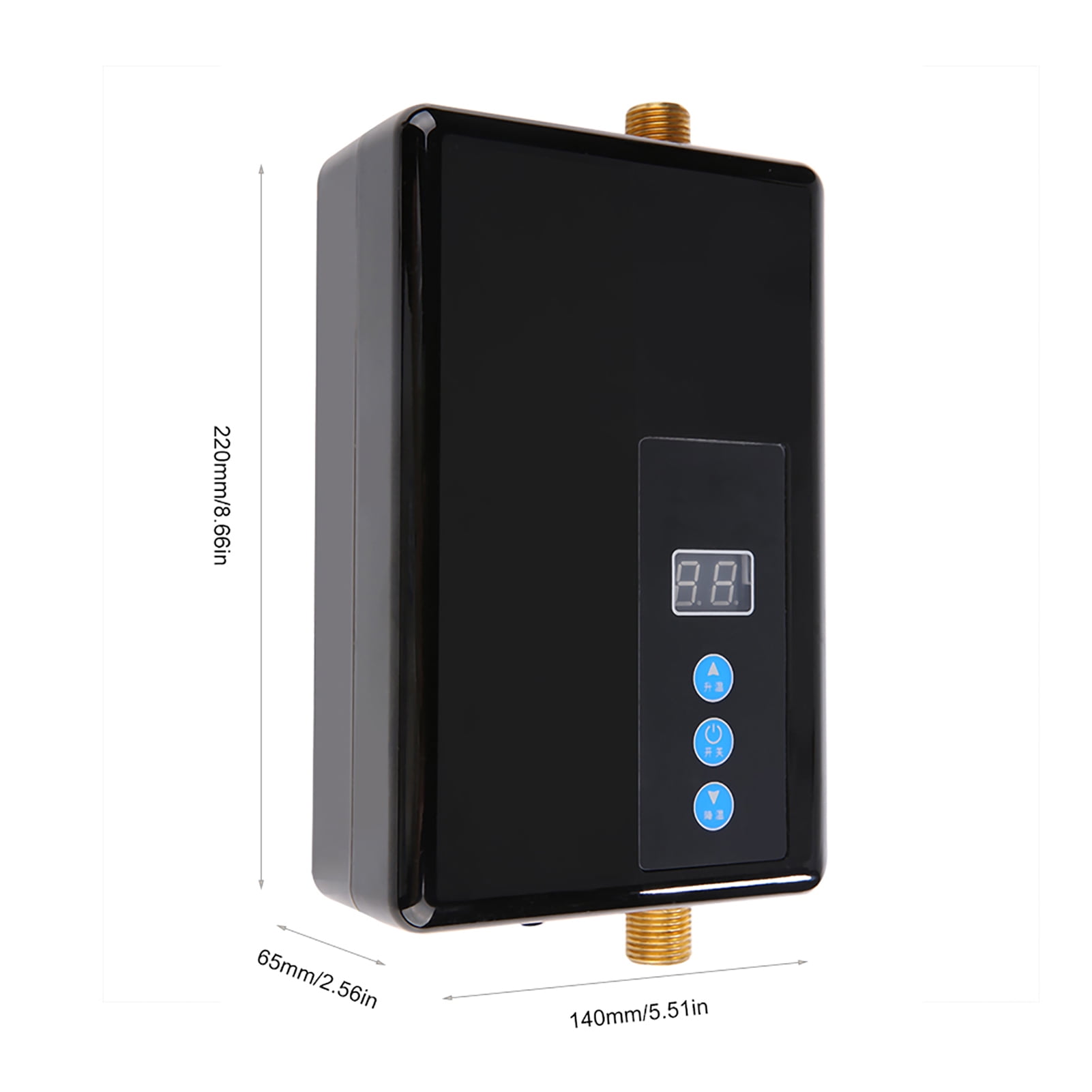BIMZUC 220V 5.5KW Mini Instant Electric Water Heater Tankless Shower Hot Water System for Kitchen Bathroom Black 8.66 x 5.51 x 2.56 inches / 220 x 140 x 65 mm