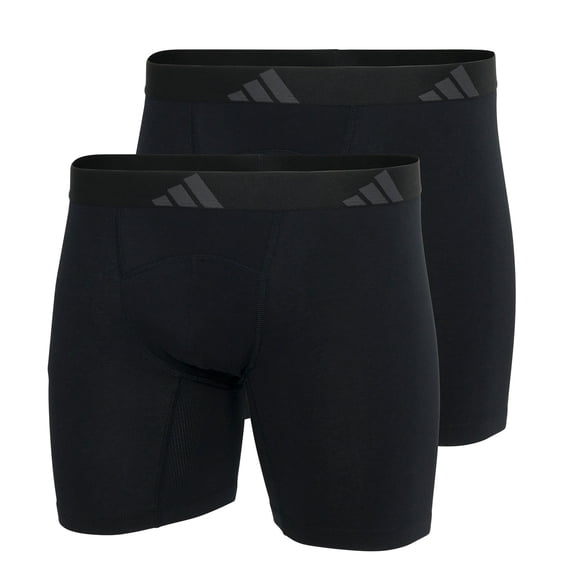 adidas Bóxers para hombre, paquete de 2 - Ergonomic Boxer Brief 2PK, Active Flex Cotton, logotipo Negro 2XL (XX-Large)