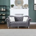 thumbnail image 4 of Morden Fort Luxury Classic America Chesterfield Tufted Camel Back Armchair Living Room Loveseat, Sofa 2 PCS, Grey, 4 of 6