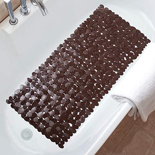 Clear Pebble Bath Mat with Suction Cups Slip-Resistant Bathtub Mat 