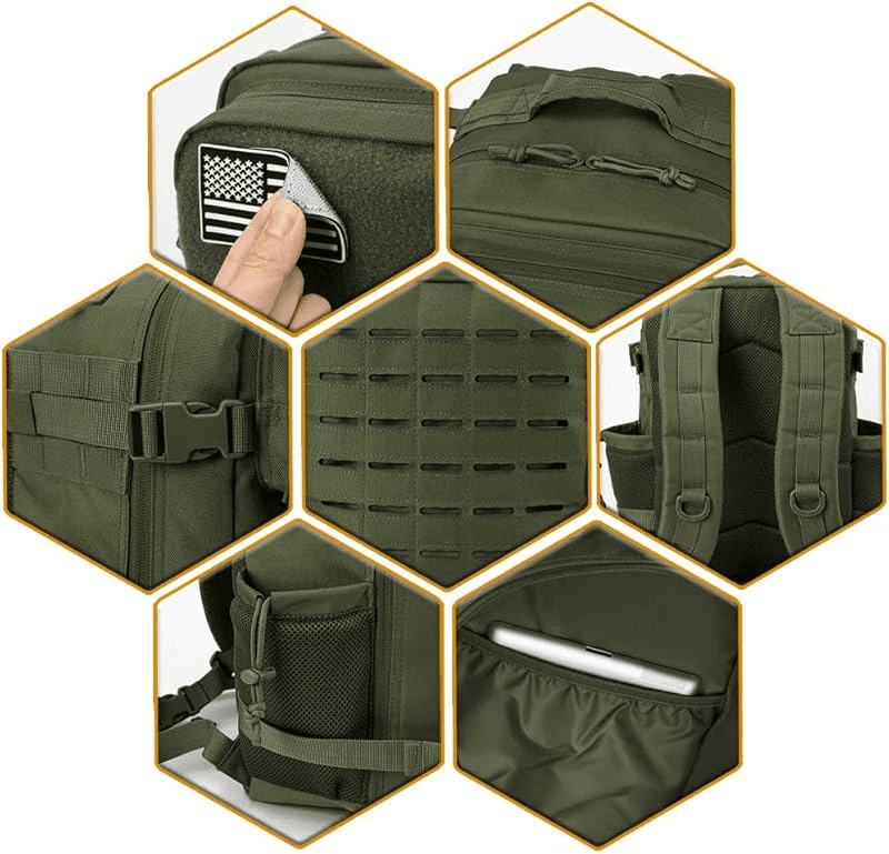 25L/45L Durable Nylon Hiking Backpack for Men, Multi-Day Camping & Travel Backpack with MOLLE System & Side Bottle Pockets