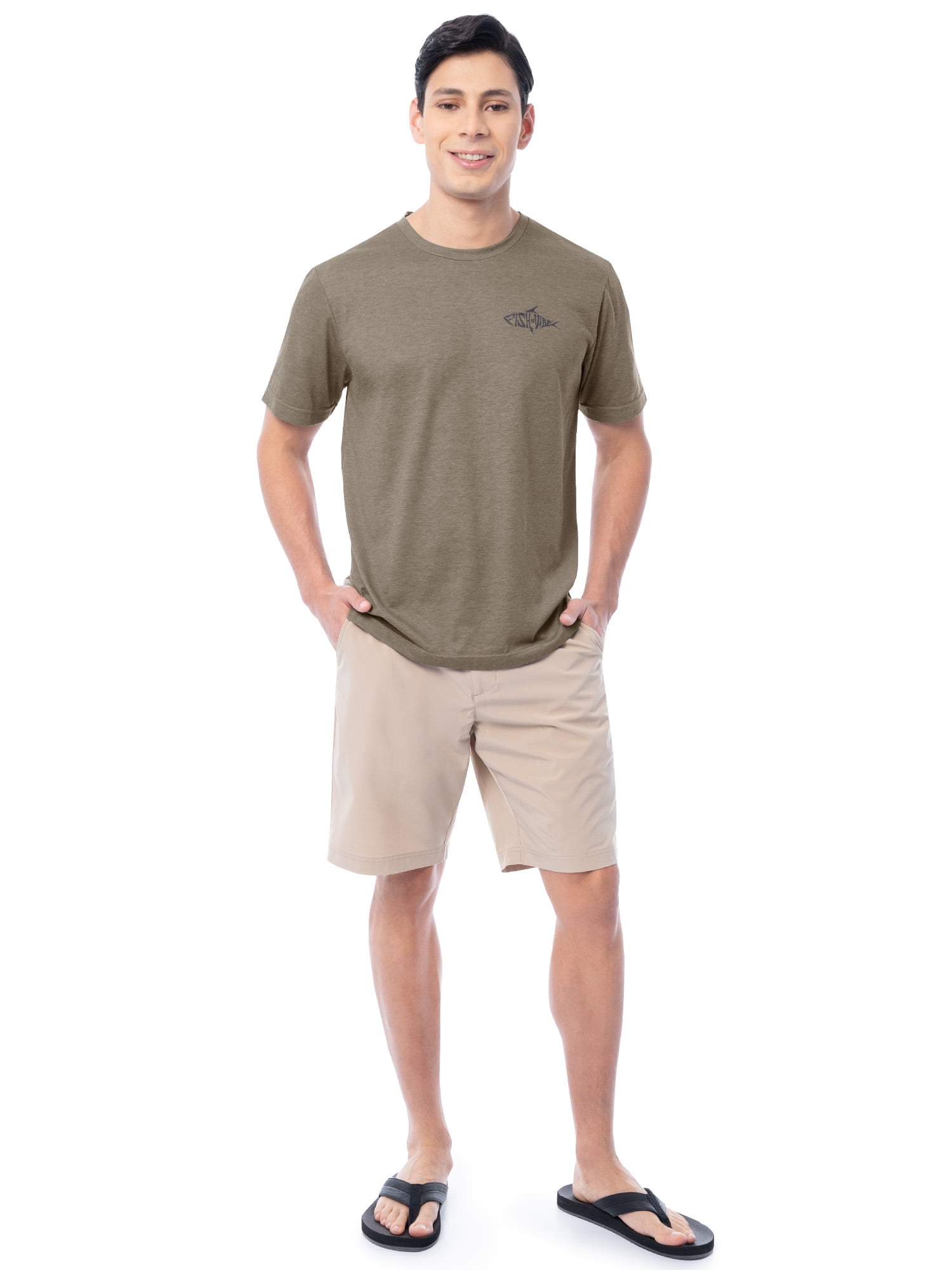 Fish N Vibe Men's Short Sleeve Fishing Performance Outdoor Graphic T-Shirt, Walnut, S