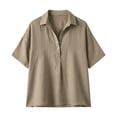 thumbnail image 5 of Womens Tops Summer V Neck Mid Sleeve Button Pullover Tee Spring Tops for Women, 5 of 5