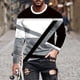 thumbnail image 1 of Blusas y camisas de manga larga con cuello redondo para hombre, estilo casual, cuello redondo, manga larga, estampado, blusa para hombre, 1 of 4