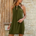 thumbnail image 3 of Charmgo Summer Dresses for Women, 2024 Women Halter Neck Beach Sleeveless Shift Above Knee Little Casual Dresses Midi Dresses for Women, Sundresses for Women 2024 Army Green M, 3 of 8