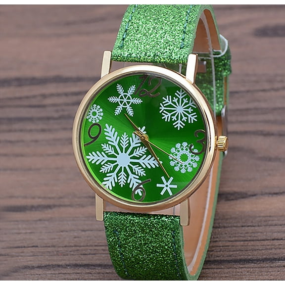MEIBUTYUP Green Christmas Watch with Precise Quartz Movement, Stylish Holiday Gift for Men and Women