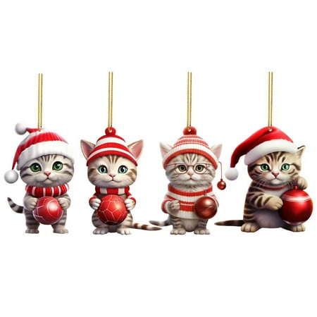 

Jungdeepe Apron Christmas Ornament Acrylic Beads Garland Chandelier Decorations for Party Hats for Crafting D Ornament 4pc 2D Acrylic Funny Cat Christmas Tree Ornament Cat