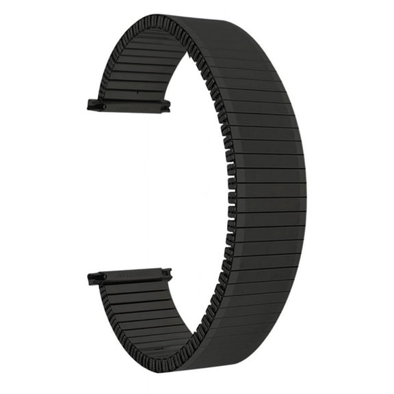Bandini 20mm Black Stainless Steel Stretch Watch Strap for Men, Straight End, Metal Expansion Watch Band, No Buckle