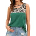 thumbnail image 1 of Camisa sin mangas con cuello hueco para mujer, blusa informal sin mangas con estampado de leopardo a la moda para citas, 1 of 6