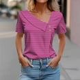 thumbnail image 3 of Scyoekwg Graphic Tees For Women Trendy V-Neck Button Basic Tops Short Sleeve T Shirts Casual Loose Lightweight Comfy Summer Striped Printed Blouses (Hot Pink,XXXL), 3 of 4