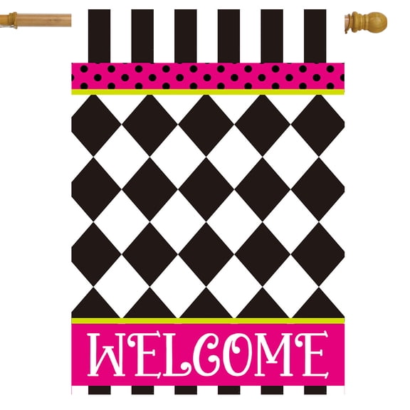 Briarwood Lane Everyday House Flag 40x28 For Outdoor Neon Checkerboard House Flag