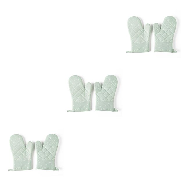 QualitChoice 1 Paire de Gants de Four en Polyester Mitaines Résistantes à la Chaleur pour Cuisine Micro-Ondes Vert 3Ensemble
