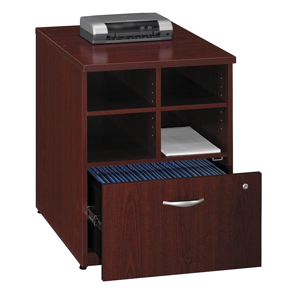 Mahogany Stain Office Storage Unit w Open Shelving Compartments (Light ...