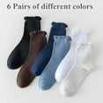 thumbnail image 2 of Mcool Mary Womens Crew Socks Ruffle Casual Cotton Frilly Breathable Cute Knit Lettuce Trim Dress Ankle Socks 6 Pairs, 2 of 9