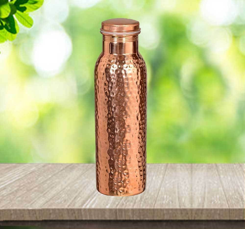 Ayurveda Healing Health Hammered Copper Bottle Drink More Water 900 ml 