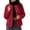 Red, variant on Women's Round Neck Tweed Blazer Jacket, Long Sleeve Open Front Button Decor Cropped Wool Blend Coat with Patch Pockets, Fall Spring Elegant Casual Outerwear for Office Daily Wear