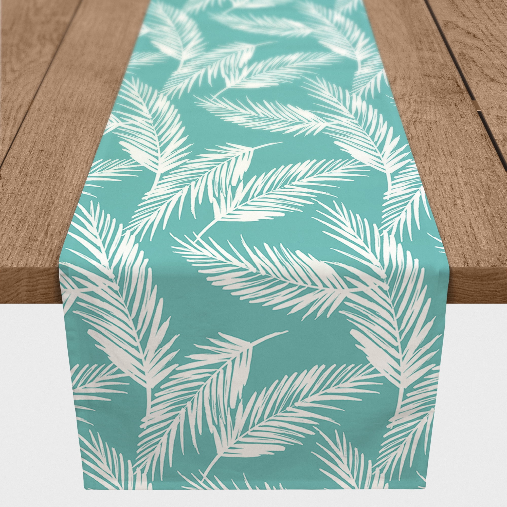 Creative Products Nature Palm Teal 16x90 Poly Twill Table Runner