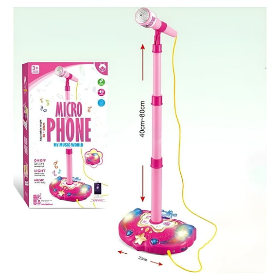 BESTSKY Kids Karaoke Machine with Lights, Microphone with Adjustable Stand Singing Karaoke Machine for Girls Boys (Pink)