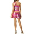 thumbnail image 3 of INSPIRE CHIC  Women's Party Dress Metallic Sleeveless One Shoulder Holographic Mini Dresses M Holographic Pink, 3 of 6