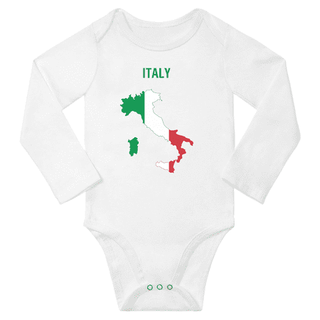 

Italy Flag Map Baby Long Slevve Bodysuit Jumpsuits (White 18-24 Months)