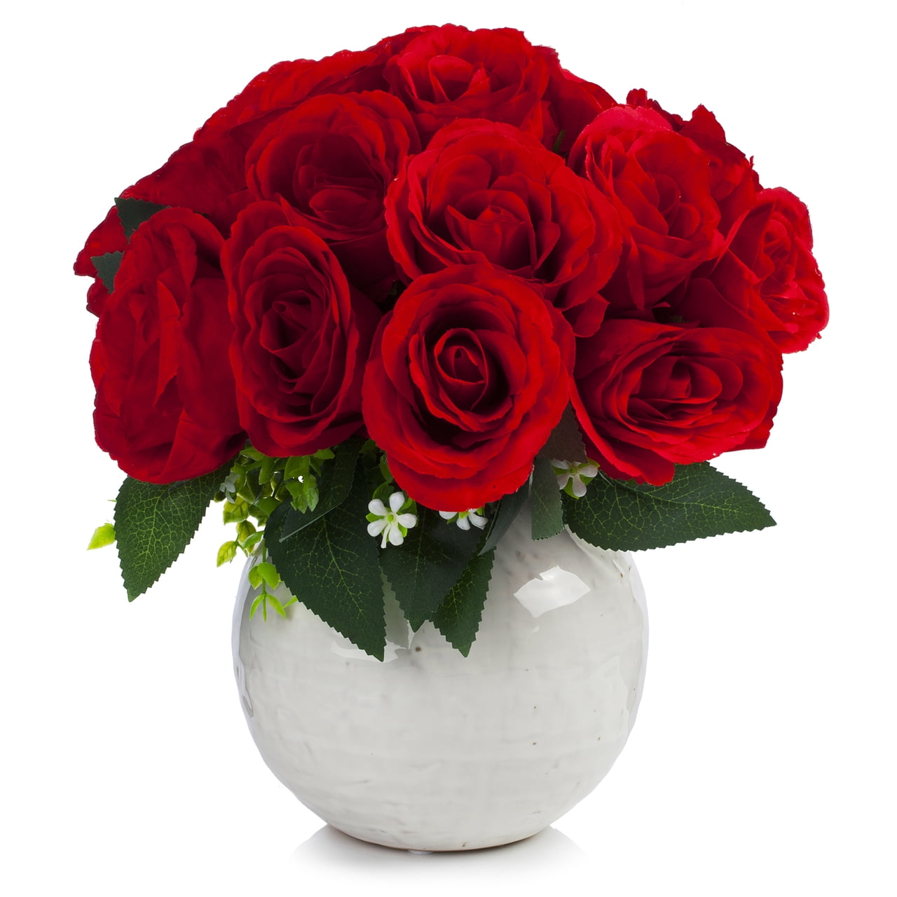 Enova Home 18 Heads Artificial Silk Roses Faux Flowers Arrangement in ...