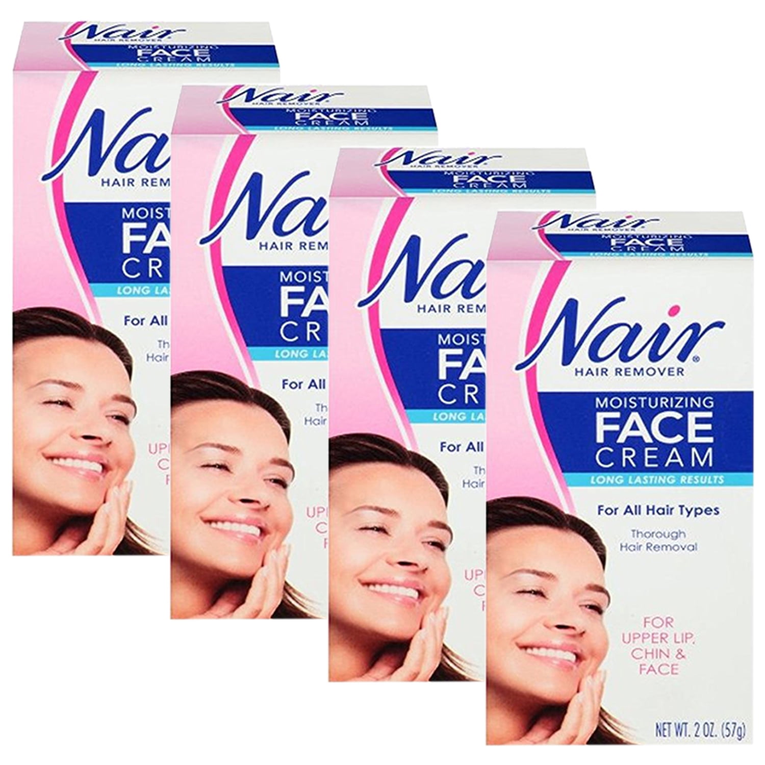 Pack of (4) Nair Moisturizing Face Cream Hair Remover, 2 oz