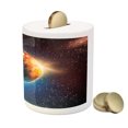 thumbnail image 3 of Earth Piggy Bank, Majestic Galaxy Outer Space View Universe Planet Stars Astral Theme World, Ceramic Coin Bank Money Box for Cash Saving, 3.6" X 3.2", Orange Blue Black, by Ambesonne, 3 of 4