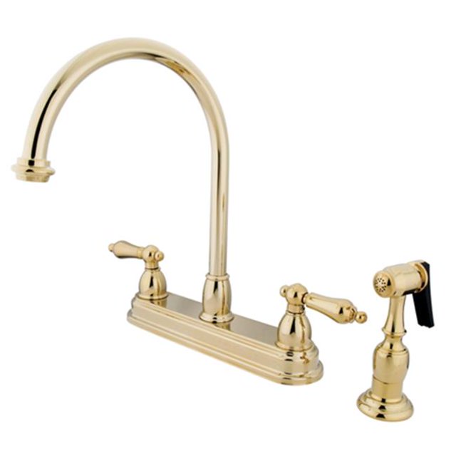 Kingston Brass KB3752ALBS Two Handle 8 in. Kitchen Faucet with Brass Sprayer