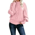 thumbnail image 2 of Cable Knit Sweater for Women High Neck Lightweight Sweaters Loose Solid Color Fall Winter Business Casual Outfits Pullover Tops, 2 of 6