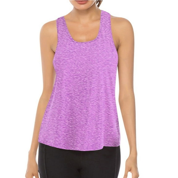 Prolriy Athletic Gym Workout Tops for Women Shirts Women Mesh Racerback Tank Yoga Clothes Workout Tops Women's Blouse Tank Top for Women, Womens Tops Purple M