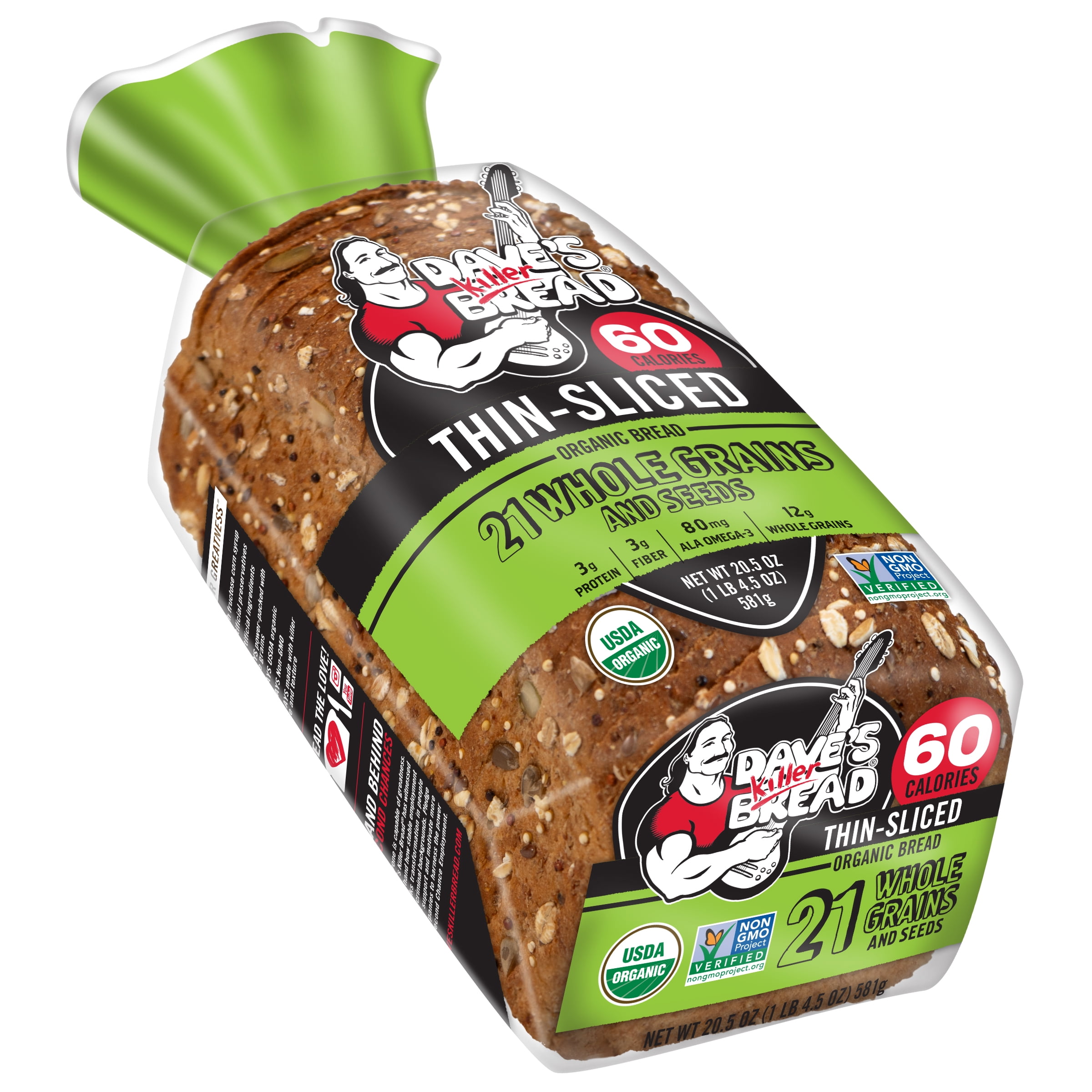 Dave's Killer Bread Organic Thin Sliced 21 Whole Grains and Seeds Bread, 20.5 oz