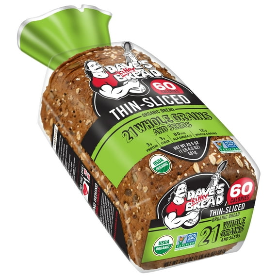 Dave's Killer Bread 21 Whole Grains and Seeds Thin-Sliced Organic Bread Loaf, 20.5 oz