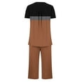 thumbnail image 4 of Cavosen Womens Pajama Sets with Pockets 2 Piece Button Front Pleated Soft Nightwear Short Sleeve Crewneck Pullover Tops Capri Sleepwear Color Block Loungewear Casual Brown S, 4 of 5