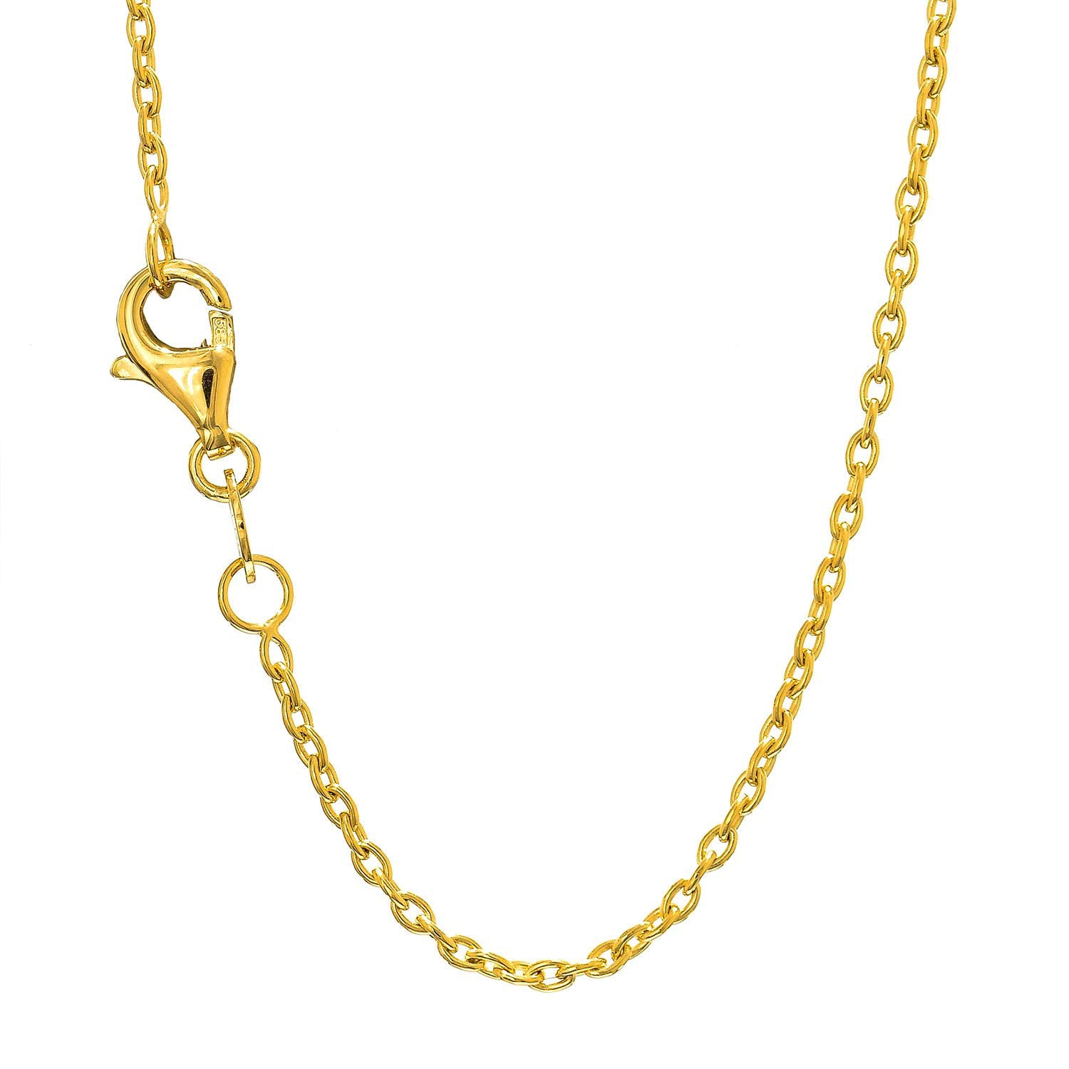 JewelStop 14k Solid Yellow Gold 1.5 Mm Round Cable Chain Necklace