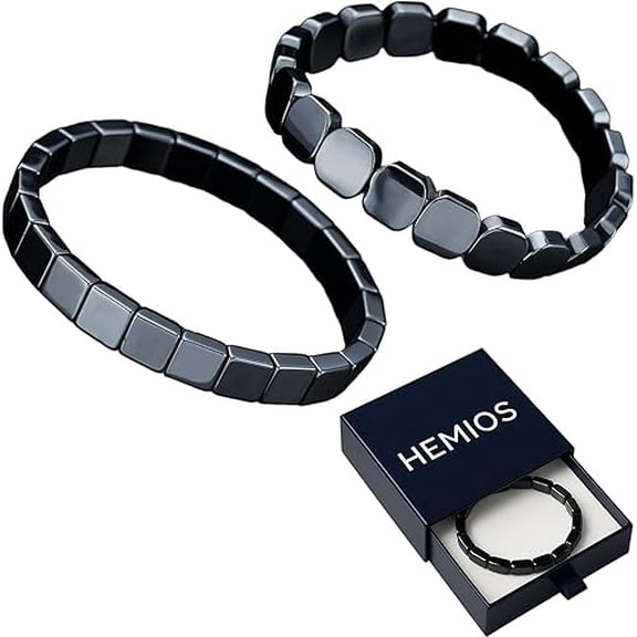 Hemios Hematite Bracelet, Reignites Masculine Energy, Legendary Warrior Stone's Force, Natural Hematite Stone Beaded Stretch Healing Bracelets