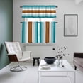thumbnail image 4 of Modern Brown Teal Kitchen Curtains Sets for Windows 36 Inch Length, Boho Contemporary Geometric Striped Rod Pocket Window Treatments Tier Curtains and Valances Set for Bedroom/Bathroom, 4 of 8