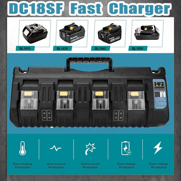 For Makita DC18SF Lithium Ion Battery Charger, 18 Volt Rapid Optimum 4 Port