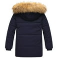 thumbnail image 2 of Chrisuno Boy's Sherpa Puffer Jacket Long Winter Outdoor Coat Classic Water Resistant Parka With Removable Hood Navy Blue 14-16, 2 of 5
