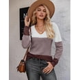thumbnail image 3 of FUNING Womens Sweaters Fall 2025 Long Sleeve Knit Pullover V Neck Lightweight Crochet Sweater Tops Dressy Casual, 3 of 6