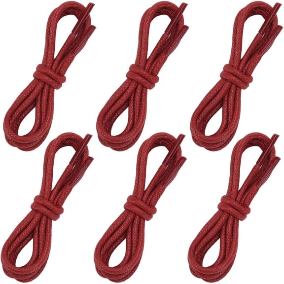 3 Pairs Red Waxed Cotton Shoes Laces 1/8 Inch Thin Dress Shoelaces Round Shoestrings Replacement Business Oxford Boots Strings