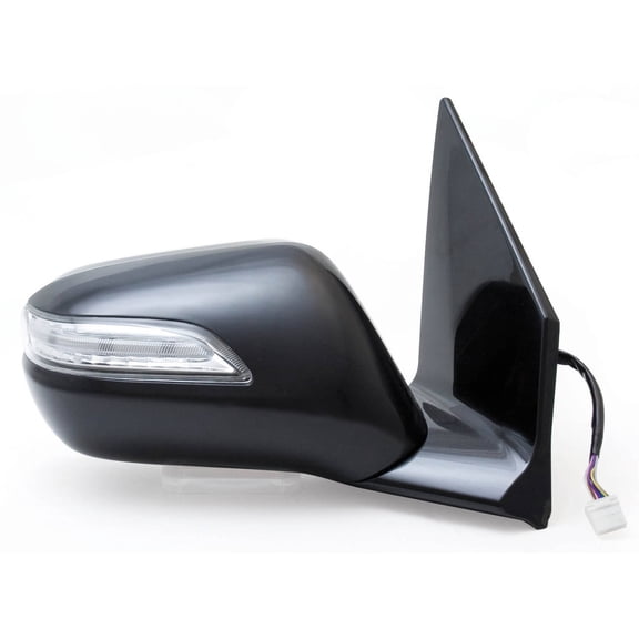 63039H - Fit System Passenger Side Mirror for 10-13 Acura MDX, black PTM, w/ turn signal & memory, blue lens, foldaway, Heated Power