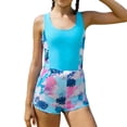 thumbnail image 2 of Cethrio Girls Tankini Swimsuits, 2 Piece Stretchy Summer Swimsuit Tops and Swimsuit Bottoms Blue Size 12-13T, 2 of 9