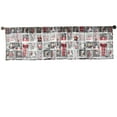 thumbnail image 4 of Violet Linen Seasonal Christmas Splendours Pattern, Polyester, digital print, Collage Different Red, Grey, White Ornaments, 60" x 15", Decorative Window Treatment Rod Pocket Curtain Straight Valance, 4 of 5