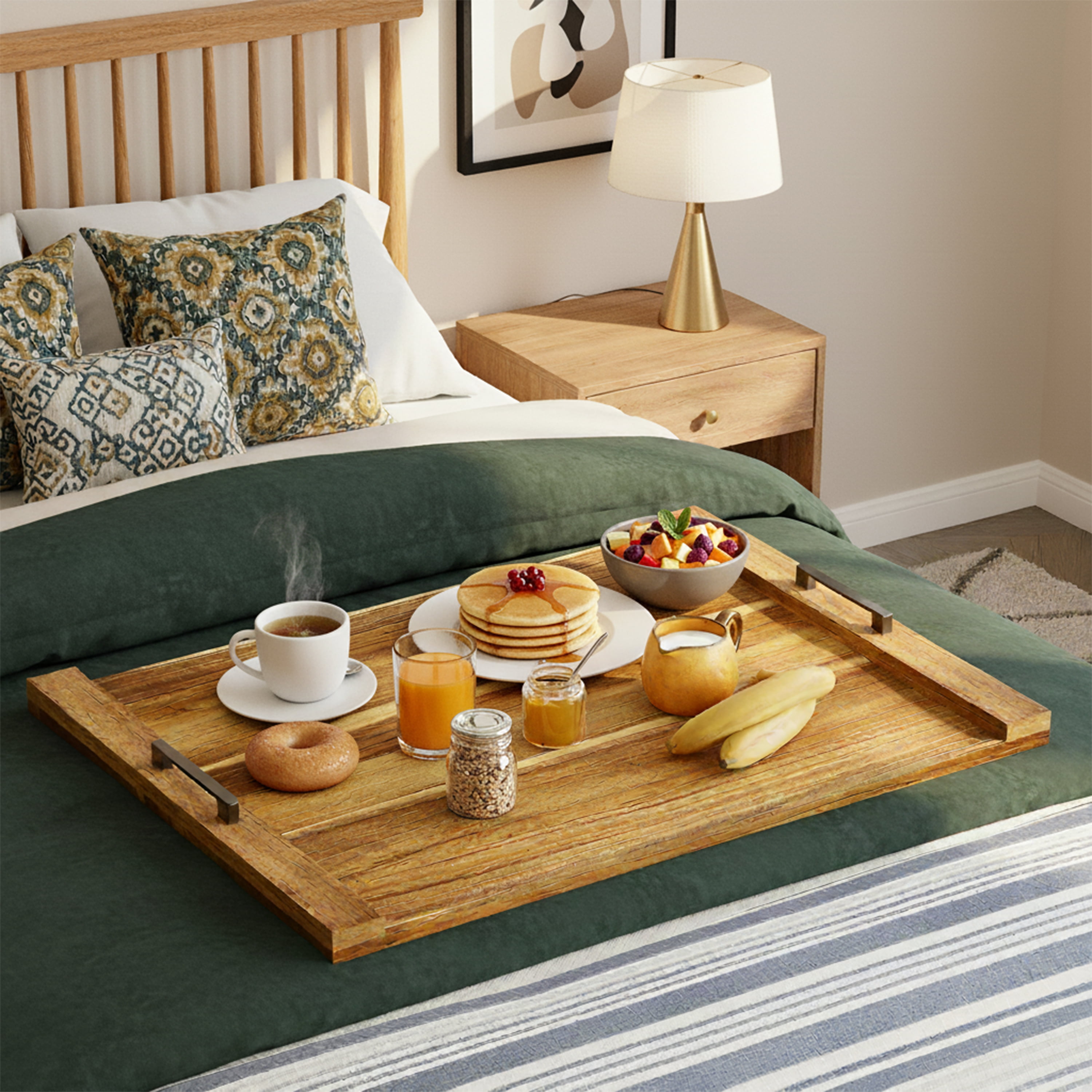 SpaceAid Noodle Board Stove Kitchen Cover with Handles, Stove Top Covers Cover, Natural Acacia