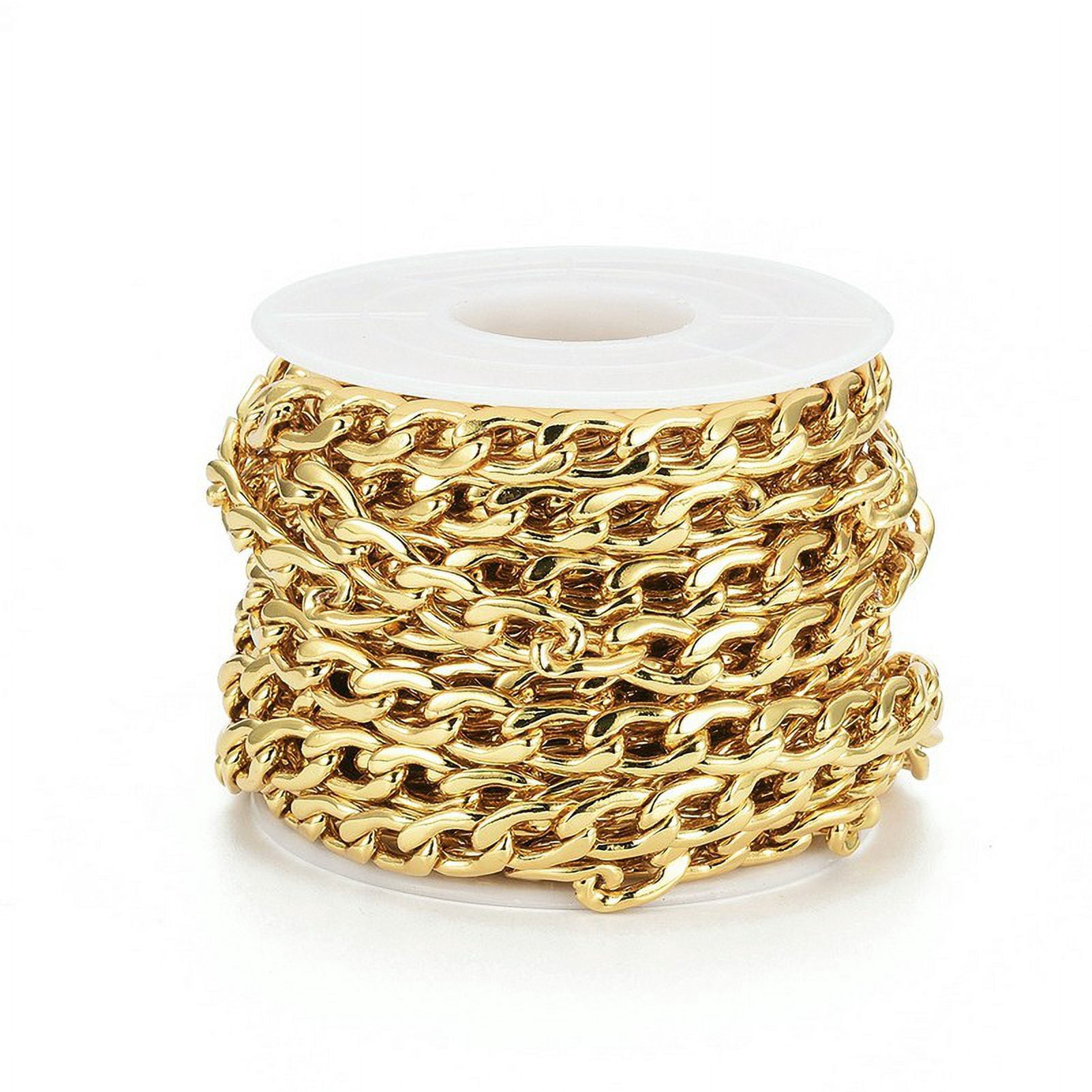 Brass Curb Chains Cuban Link Chains Chunky Chains Soldered Long-Lasting Plated with Spool Real 18K golden Plated 9x6x1.5mm about 16.4 Feet(5m)/roll